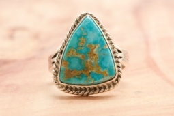 Genuine Blue Kingman Turquoise Sterling Silver Ring
